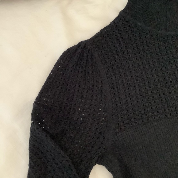 🖤La Vie Pointelle Wool & Cotton Turtleneck Sweater - Picture 6 of 13